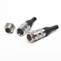 Connecteur rond mâle-femelle en laiton nickelé M16 IP68 étanche 10A 300V pour automatisation industrielle 4P Câble moulé