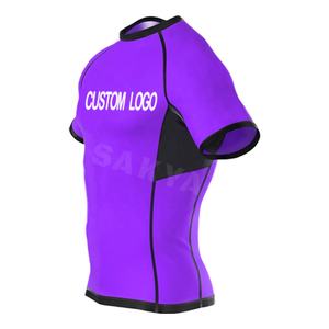 Custom Mens Rash Guard abbigliamento da surf protezione solare UV manica corta tute da sub Mesh Quick Dry Compression Shirts - Product Image 6