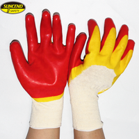 Gants de protection Suncend Safety Grip, en coton tricoté, avec paume enduite de latex, paume en caoutchouc et doigts entièrement recouverts, gants de travail