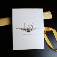Invitations en acrylique miroir doré au design de luxe Boîte d'invitation de mariage à couverture rigide en papier blanc feuille d'or avec enveloppe