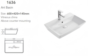 Lavabo da Appoggio Moderno Minimalista Rettangolare in Ceramica Bianca Lucida con Finitura Smaltata - Product Image 3