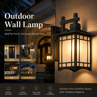 Lampe murale d'extérieur 5W E27 IP54, lanterne en aluminium et verre 220V avec ampoule pour porche, patio, cour, villa, éclairage extérieur LED