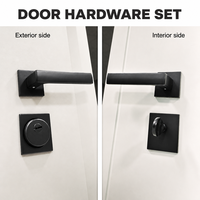 Ensemble de poignée de porte intérieure avec serrure à mortaise, finition noir mat, rosette carrée, poignée carrée, ensemble de serrure avec visière carrée