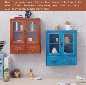 Prix de gros usine : Boîtes de rangement en bois vintage écologiques avec portes et tiroirs en verre - Product Image 2