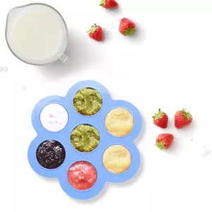 New style Safety Silicone Collapsible 7 Compartments Large Silicone Baby Food Freezer Container Storage