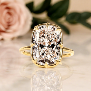 High Carat 18K Yellow Gold Rhodium Plated Sterling Silver Geometric <b>Cushion</b> Cut Moissanite 8 Prong Solitaire Engagement/<b>Wedding</b> - Product Image 1