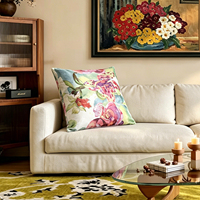 Housse de coussin de style artistique vintage en polyester, housse de coussin décorative