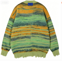 Pull-over décontracté en maille à col ouvert avec logo personnalisé, motif rayé, anti-plis, respirant, pour l'hiver, avec appliques