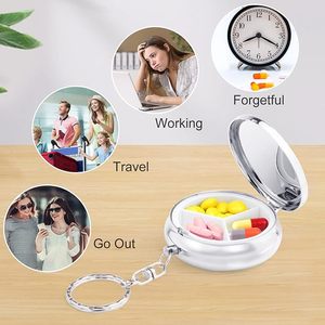 Étui <span class=keywords><strong>à</strong></span> pilules en métal porte-médicaments rond porte-clés Mini <span class=keywords><strong>boîte</strong></span> <span class=keywords><strong>à</strong></span> comprimés <span class=keywords><strong>de</strong></span> médicaments avec 3 compartiments pour sac <span class=keywords><strong>à</strong></span> main <span class=keywords><strong>de</strong></span> <span class=keywords><strong>poche</strong></span> voyage en plein air quotidien - Product Image 6