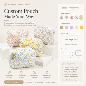 Women's Floral Zipper <strong>Makeup</strong> Bag Cotton Travel Cosmetic <strong>for</strong> Toiletry Portable <strong>Storage</strong> Quilted Floral Design Fashionable Quilted - Product Image 1