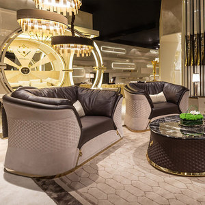 Set di Divani in Pelle a Tre Posti <span class=keywords><strong>TURRI</strong></span> Touareg Midcentury Light Luxury, Personalizzabile, Arredamento di Design di Alta Gamma per Villa - Product Image 1