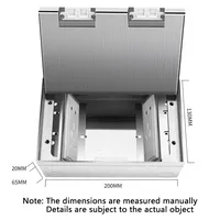 Prise de sol encastrée invisible en acier inoxydable 200x130mm, étanche, 16A, avec ports USB, design fin pour usage résidentiel