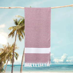ผ้าขนหนูชายหาดผ้าฝ้ายตุรกีแบบพับได้ผ้านุ่มและแห้งเร็วพร้อมพู่สำหรับฤดูร้อน - Product Image 5