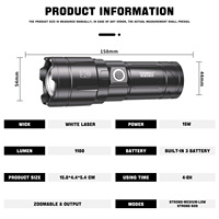 Lampes de poche LED haute puissance, 4 Modeds High Lumens Rechargeable Zoomable Sortie étanche Batterie de grande capacité pour cadeau