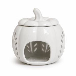 Brûleur à huile en céramique blanche en forme de citrouille, chauffe-cire, support de bougie chauffe-plat pour <span class=keywords><strong>décoration</strong></span> d'intérieur d'Halloween et d'automne - Product Image 6