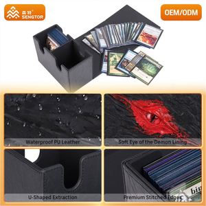 Boîte de rangement pour cartes en cuir PU léger résistant à l'eau, logo personnalisé, capacité de 80+ 100+ cartes - Product Image 2
