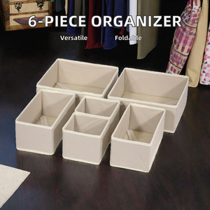 Ensemble de 6 conteneurs de stockage en tissu pliable Rectangle <span class=keywords><strong>commode</strong></span> <span class=keywords><strong>tiroir</strong></span> <span class=keywords><strong>organisateur</strong></span> pour sous-vêtements bébé vêtements vêtements blanchisserie vêtements - Product Image 2