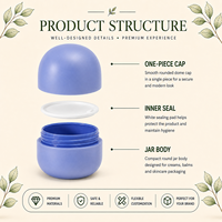 Pot à crème rond populaire en PP à double paroi, rechargeable, avec couvercle à vis, réutilisable pour le stockage d'échantillons de lotion, crème, maquillage et soins de la peau