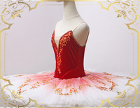 Nouveau justaucorps en velours rouge classique jupe tutu de ballet professionnel pour filles. Nouveau -- 46