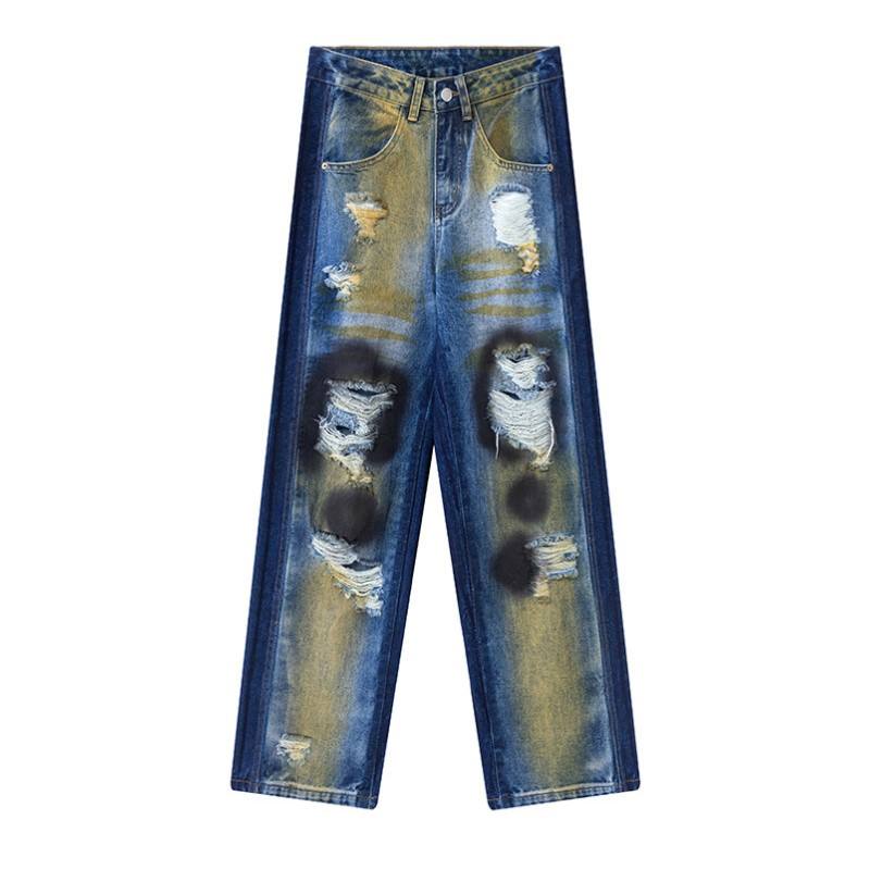 Damaged Jeans Trousers Ripped Skinny Streetwear Style