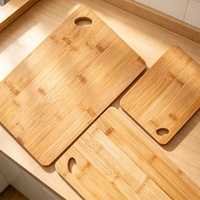 Rechthoekig bamboe snijplank met handvatgat, natuurlijk houten snijplank voor keuken, voedsel, groente en vleesbereiding