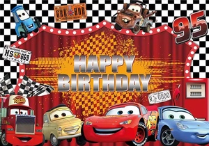 Cartoon-Rennwagen Geburtstagsbanner Hintergründe Jungen Babyparty Geburtstagsfeier Dekoration Fotografie-Hintergrund Fotostudio - Product Image 6