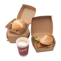 Emballage personnalisé en kraft recyclé jetable pour restaurant, conteneur à hamburger, emballage pour restauration rapide, pochettes avec laminage mat