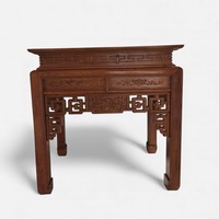 Table d'autel traditionnelle en bois Huong, style antique, à un niveau, artisanale, pour la maison, le salon, le bureau, ou comme sanctuaire spirituel.
