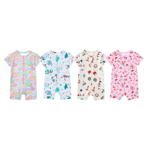 Tutine per Neonati in Bambù Organico, Pigiama a Maniche Corte, Abbigliamento Ecologico per Bambini, Tutina con Cerniera per Neonati - Product Image 1