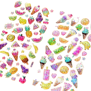 Pegatinas de Cristal WOWEI con Lámina Dorada, Láser Brillante y Pegatinas de Frutas Estereoscópicas 3D, Decoraciones de Diamantes de Colores - Product Image 2