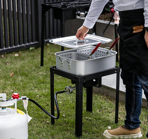 หม้อ<span class=keywords><strong>ทอด</strong></span>แก๊สสำหรับใช้งานกลางแจ้งขนาดใหญ่ 58000 BTU ความจุ 18 ควอร์ต พร้อมตะกร้า 2 ใบและฝาปิด เหมาะสำหรับทอดปลา ปีกไก่ และเฟรนช์ฟรายส์ - Product Image 5