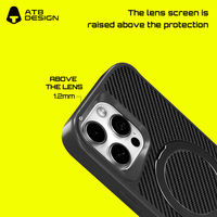 Étui de téléphone magnétique en fibre de carbone de luxe ATB avec finition givrée et protection à 360° pour 11 Pro & 18 Pro, compatible avec la charge sans fil