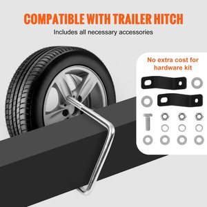 Portador de neumático de repuesto de capacidad de 160 libras con perno en U Soporte de montaje Chapado en zinc Montaje lateral con bloqueo para guardabarros de remolque Tipo bengalas - Product Image 5