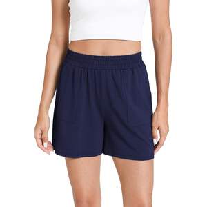 Shorts de pyjama en bambou pour femmes, shorts de sommeil doux avec poches, bleu marine, taille XL, bas de pyjama confortables pour femmes, shorts de détente - Product Image 1