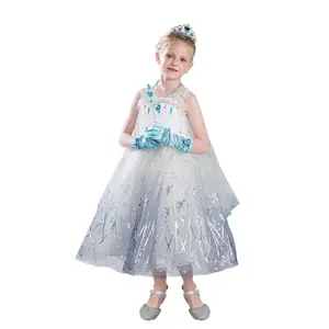 Girls' dress summer 2021 new children's Princess Elsa dress Kids Halloween Costume suspender with bouffant gauze skirt
