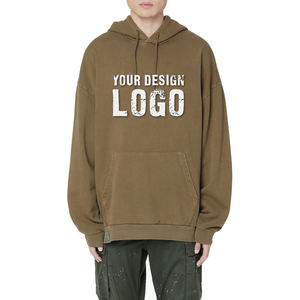 High Quality 100% Cotton Embroidery Print Logo Heavyweight Blank Mens <b>Hoodie</b> Customized Drop Shoulder Oversize Men's Hoodies - Product Image 1