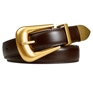 Ceinture fine durable en cuir de vache véritable, style vintage décontracté, avec boucle en cuivre rectangulaire, pour femmes et hommes - Product Image 5