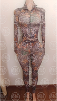 Ensemble de survêtement 2 pièces pour femme : sweat à capuche zippé imprimé guépard et pantalon évasé taille haute élastique à cordon de serrage à manches longues
