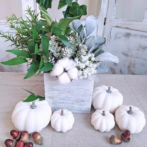 12 pièces de fausses citrouilles en mousse blanche, tailles assorties, style rustique, pour <span class=keywords><strong>Halloween</strong></span>, automne, Thanksgiving, Pâques, remise de diplôme - Product Image 1