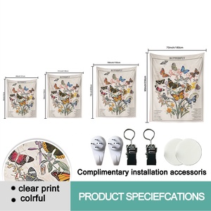Gros Vintage Papillon Vertical Floral Plante <span class=keywords><strong>Tapisserie</strong></span> Tenture Murale pour <span class=keywords><strong>Chambre</strong></span> Dortoir Salon - Product Image 4