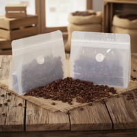 Sachet de café en PE biodégradable personnalisé en gros, avec fenêtre transparente mate, pochette d'emballage alimentaire verticale, fermeture éclair, logo couleur personnalisé
