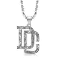 Kalung Liontin DC Bertabur Berlian CZ Personalisasi untuk Rapper, Bahan Stainless Steel PVD, Perhiasan Fashion Pria, Grosir