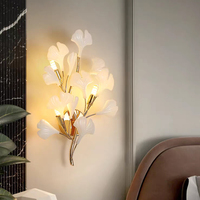 Lampe murale de luxe en cuivre/fer et verre/céramique, style européen haut de gamme, nouveau modèle artistique, grand design floral LED