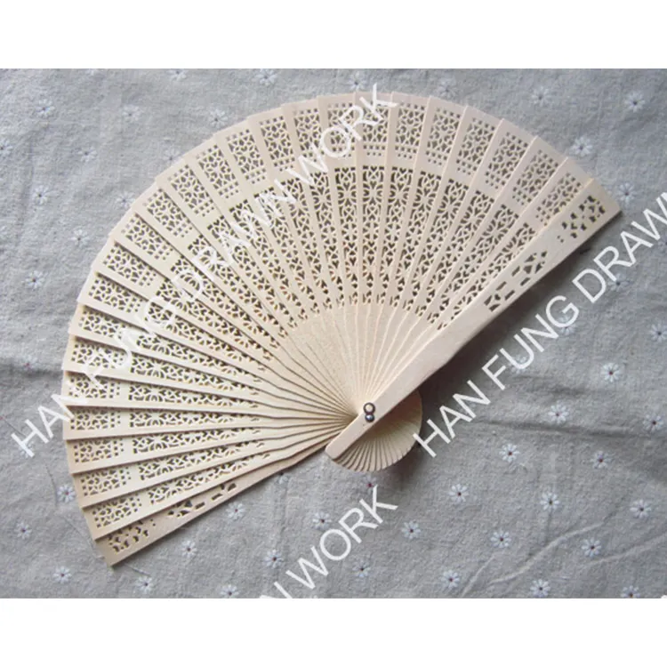 Natural Wood Color Chinese Wooden Hand Fan Sandalwood