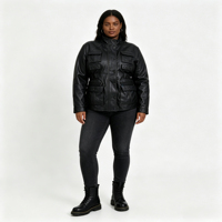 Veste en cuir véritable pour femme, style artisanal, en peau de mouton, col montant, coupe irrégulière, avec plusieurs poches, collection hiver, offre spéciale