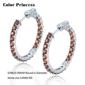 新着クラシック925スターリングシルバーコーヒーCZフープイヤリング女性用ゴールド & ロジウムメッキパーティー用ギフト - Product Image 4