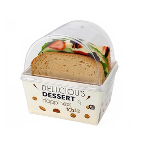Caja <span class=keywords><strong>de</strong></span> sándwich desechable ecológica con tapa transparente <span class=keywords><strong>de</strong></span> cúpula <span class=keywords><strong>cubierta</strong></span> transparente <span class=keywords><strong>de</strong></span> medio círculo para exhibición <span class=keywords><strong>de</strong></span> alimentos para productos horneados - Product Image 2