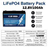 Batterie solaire divisée IP65 12,8V 200Ah 150Ah 100Ah au phosphate de fer et de lithium pour système de stockage d'énergie domestique avec surveillance du cycle de vie