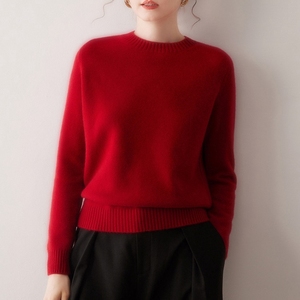 Suéter de Cachemir 100% para <span class=keywords><strong>Mujer</strong></span>, Otoño Invierno, Manga Larga, <span class=keywords><strong>Jersey</strong></span> Bordado con Cuello Redondo, Estilo Casual - Product Image 3