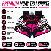 Shorts de Muay Thai MMA Dragon noirs pour l'entraînement de boxe, séchage rapide, respirants, légers, équipement de combat, vente en gros, faible MOQ, personnalisables